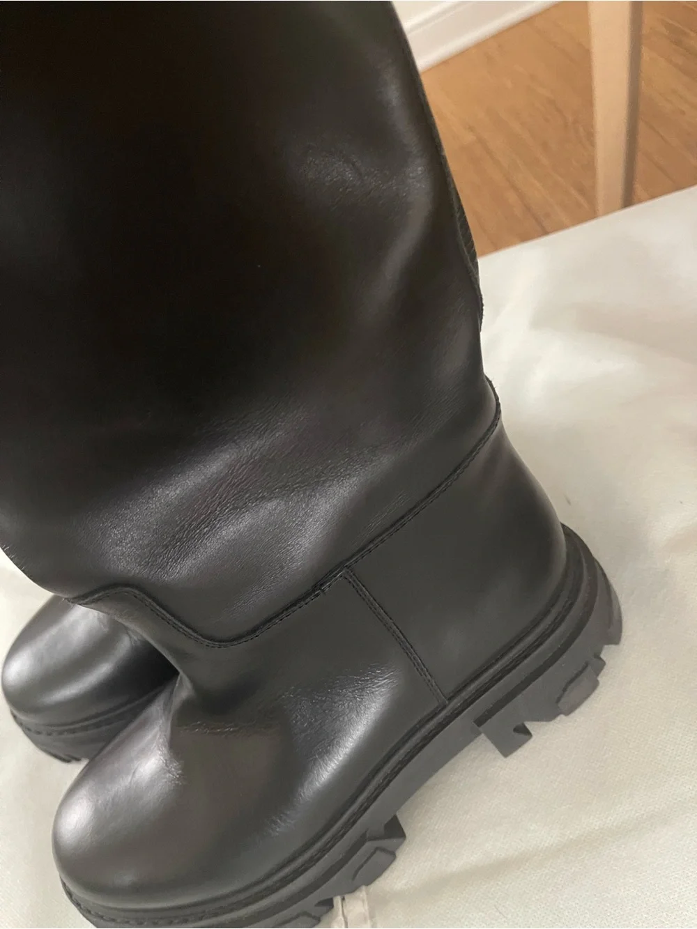 GIA x Pernille Teisbaek Black Leather Biker Knee High Boots EU 38 NWOT
